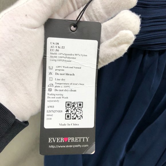 Ever Pretty Chiffon Lace Sleeve Blue Party Prom Evening Dress Size 18 Sweetheart - Picture 8 of 12